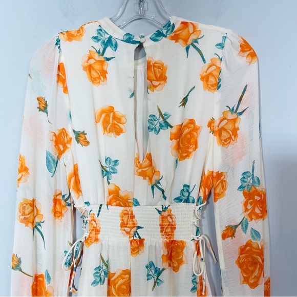 Free People Samantha Lace Up Mini Dress Light Combo XS Floral Chiffon Lace Up - Picture 10 of 16